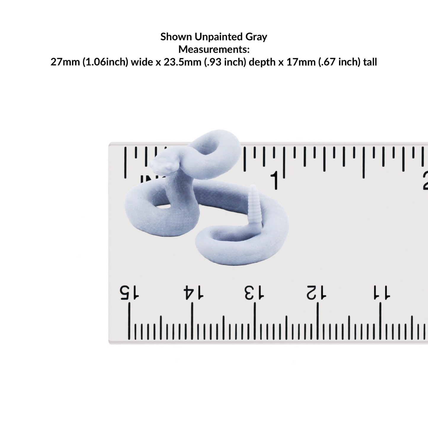 1:24 scale Miniature Rattlesnake - 1:24 Scale Snake for Dioramas, Dollhouse Mini Animal miniature side view — The Scale Grail