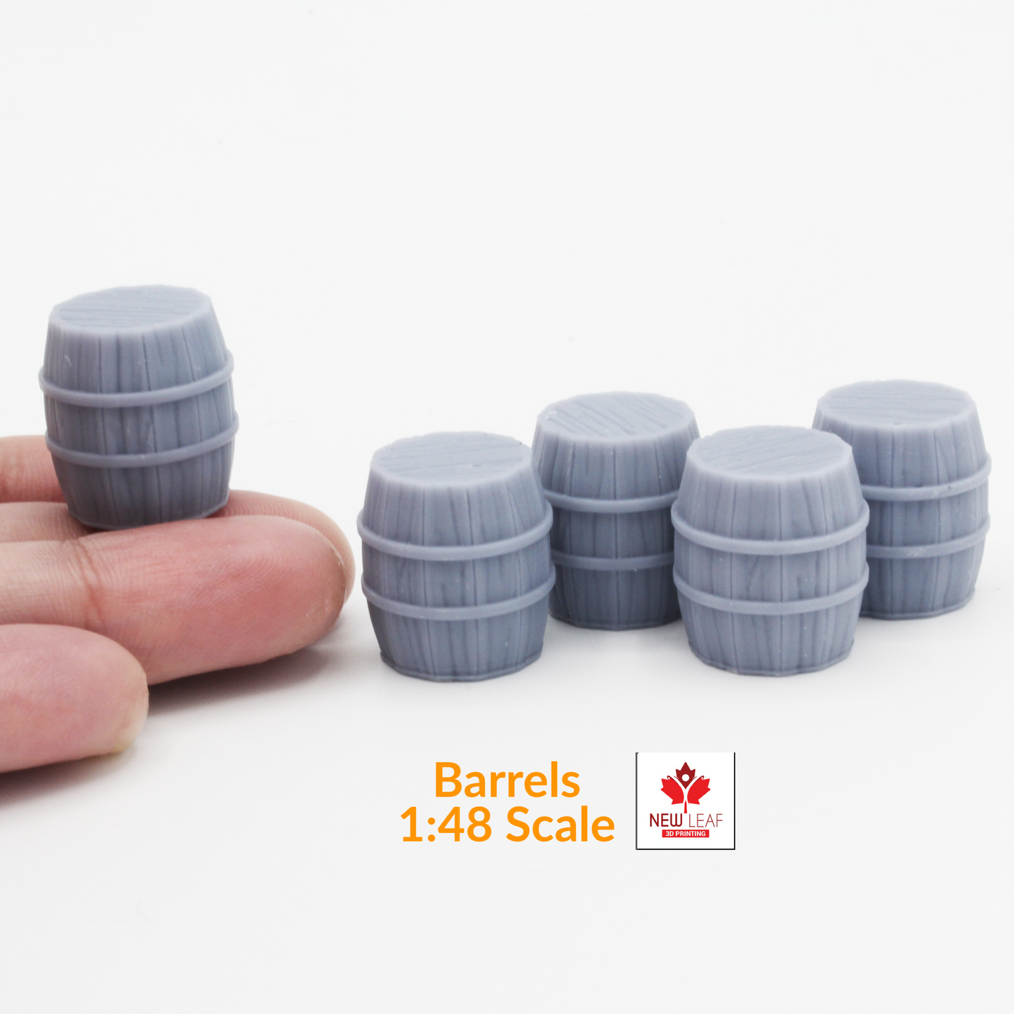 Barrels 1:48 scale 28mm or 32mm ttrpg accessories dollhouse and diorama by New Leaf 3D (5 barrels)