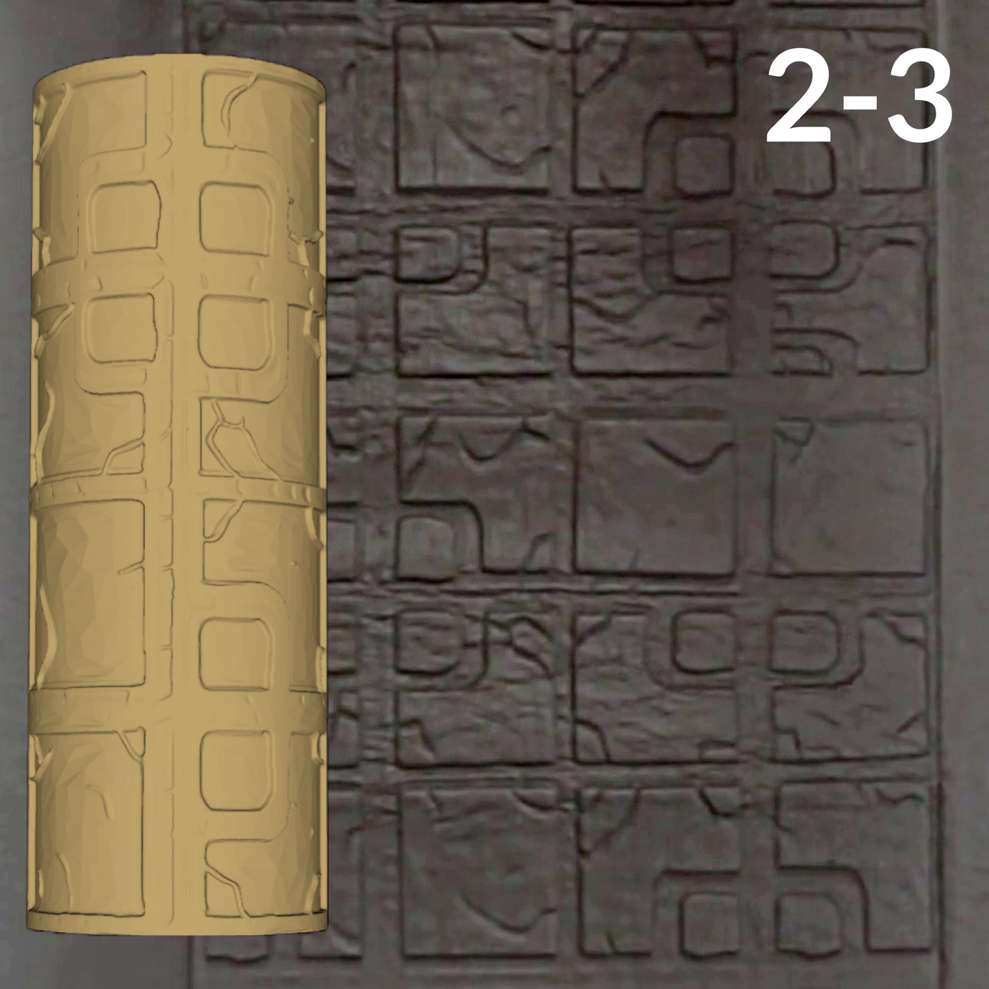Cobblestone Texture Roller, 4 Inches Tall, Clay texture roller Seamless Design art craft diorama STL Loot Factory (Set 2)