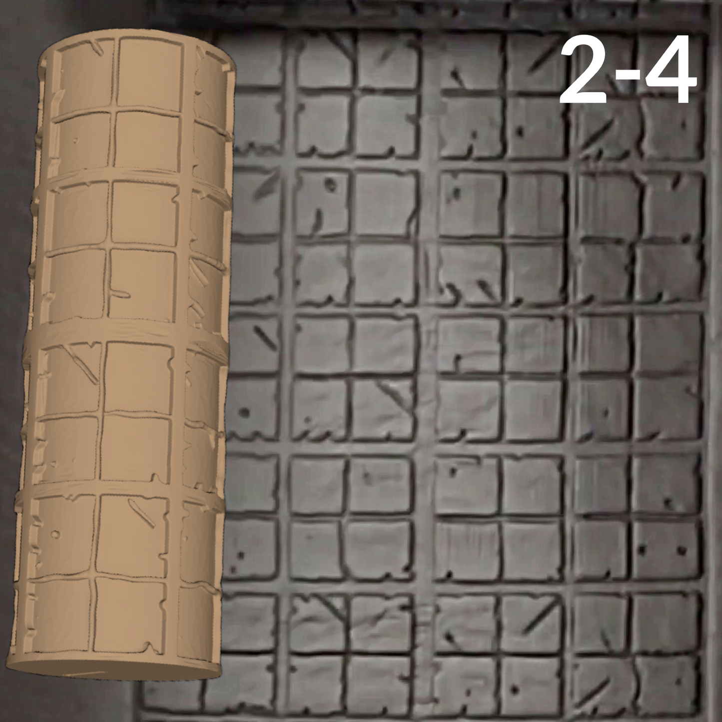 Cobblestone Texture Roller, 4 Inches Tall, Clay texture roller Seamless Design art craft diorama STL Loot Factory (Set 2)