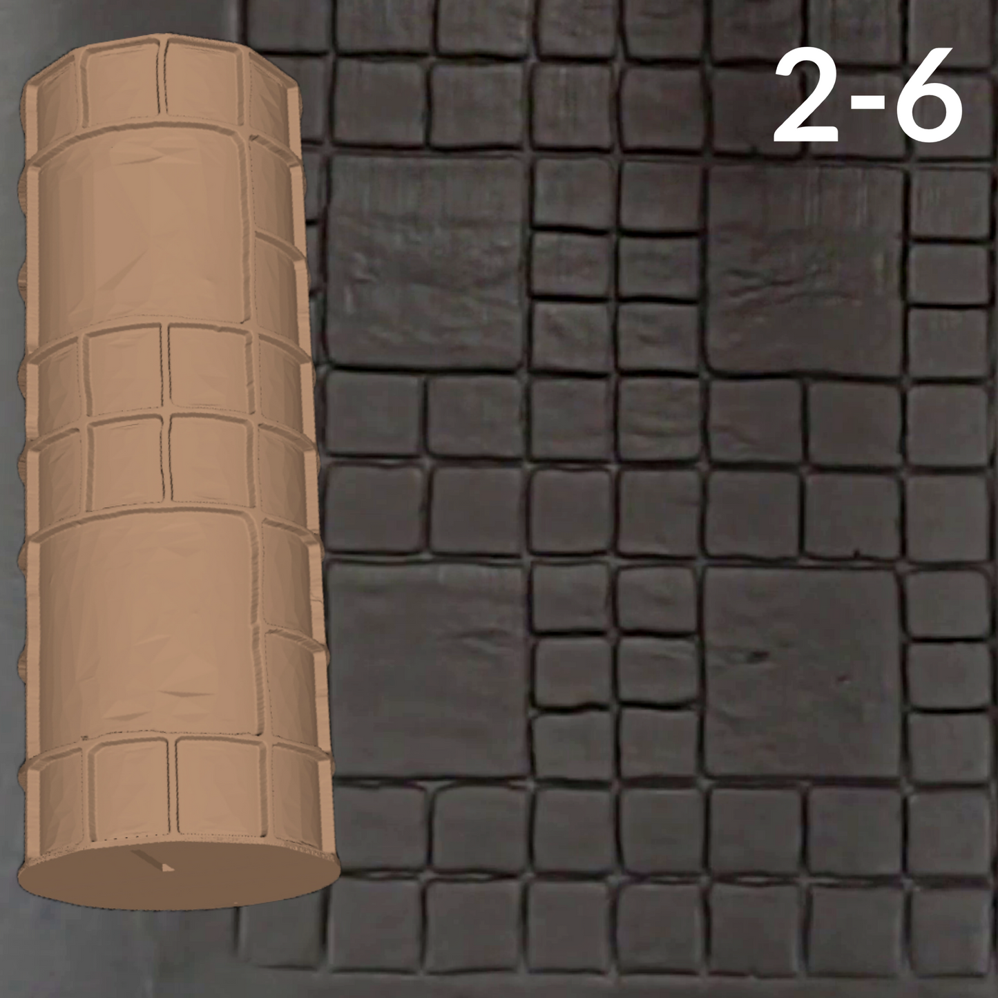 Cobblestone Texture Roller, 4 Inches Tall, Clay texture roller Seamless Design art craft diorama STL Loot Factory (Set 2)