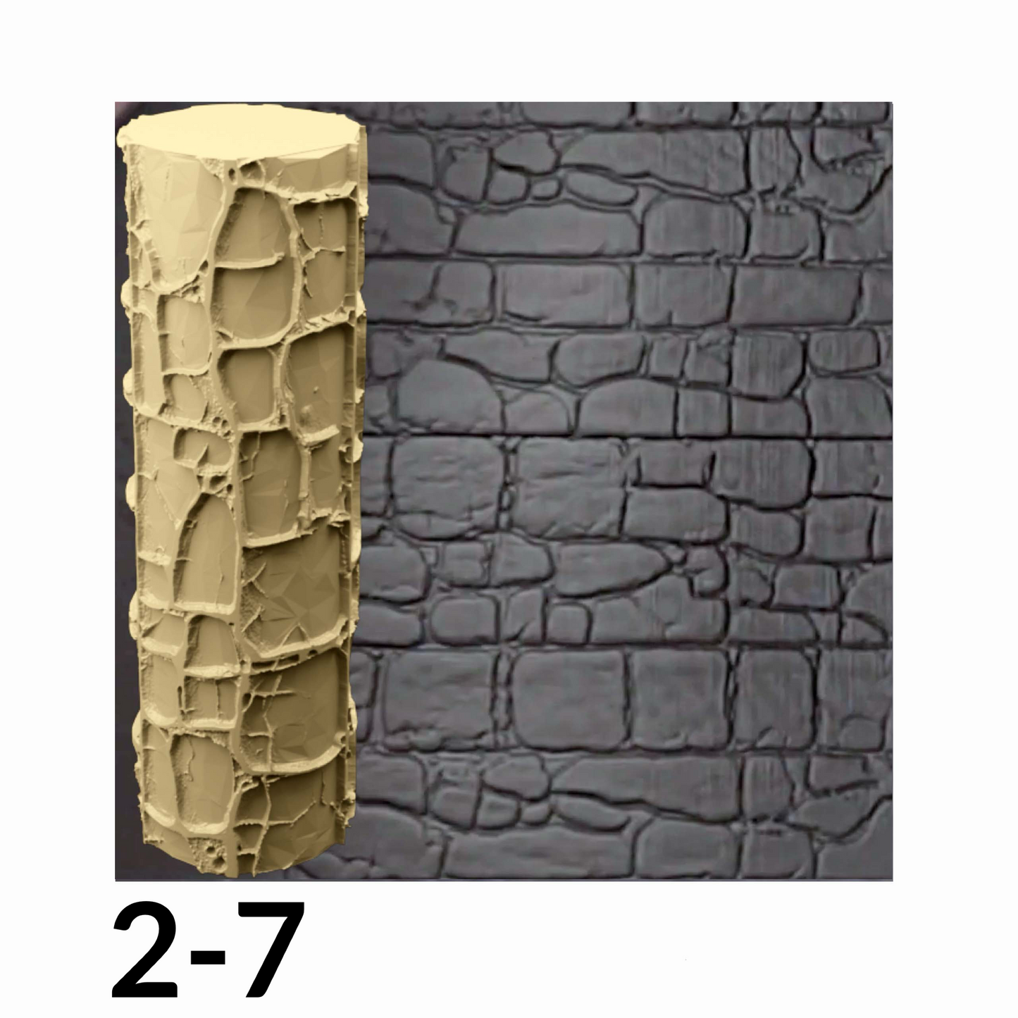 Cobblestone Texture Roller, 4 Inches Tall, Clay texture roller Seamless Design art craft diorama STL Loot Factory (Set 2)