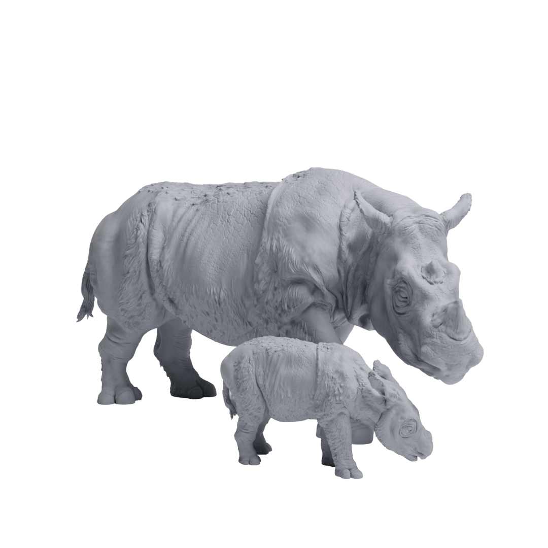 Sumatran Rhino (Female & Calf) | Animal Den Miniatures