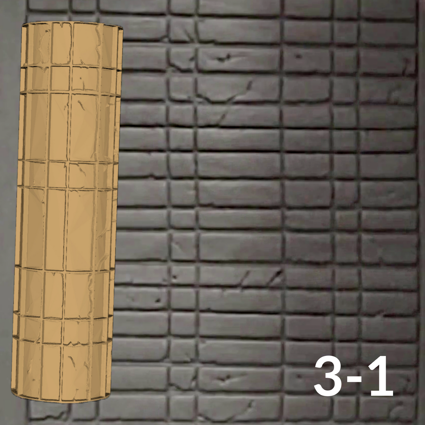 Cobblestone Texture Roller, 4 Inches Tall, Clay texture roller Seamless Design art craft diorama STL Loot Factory (Set 3)