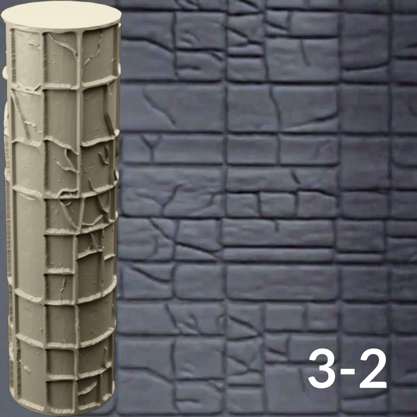 Cobblestone Texture Roller, 4 Inches Tall, Clay texture roller Seamless Design art craft diorama STL Loot Factory (Set 3)