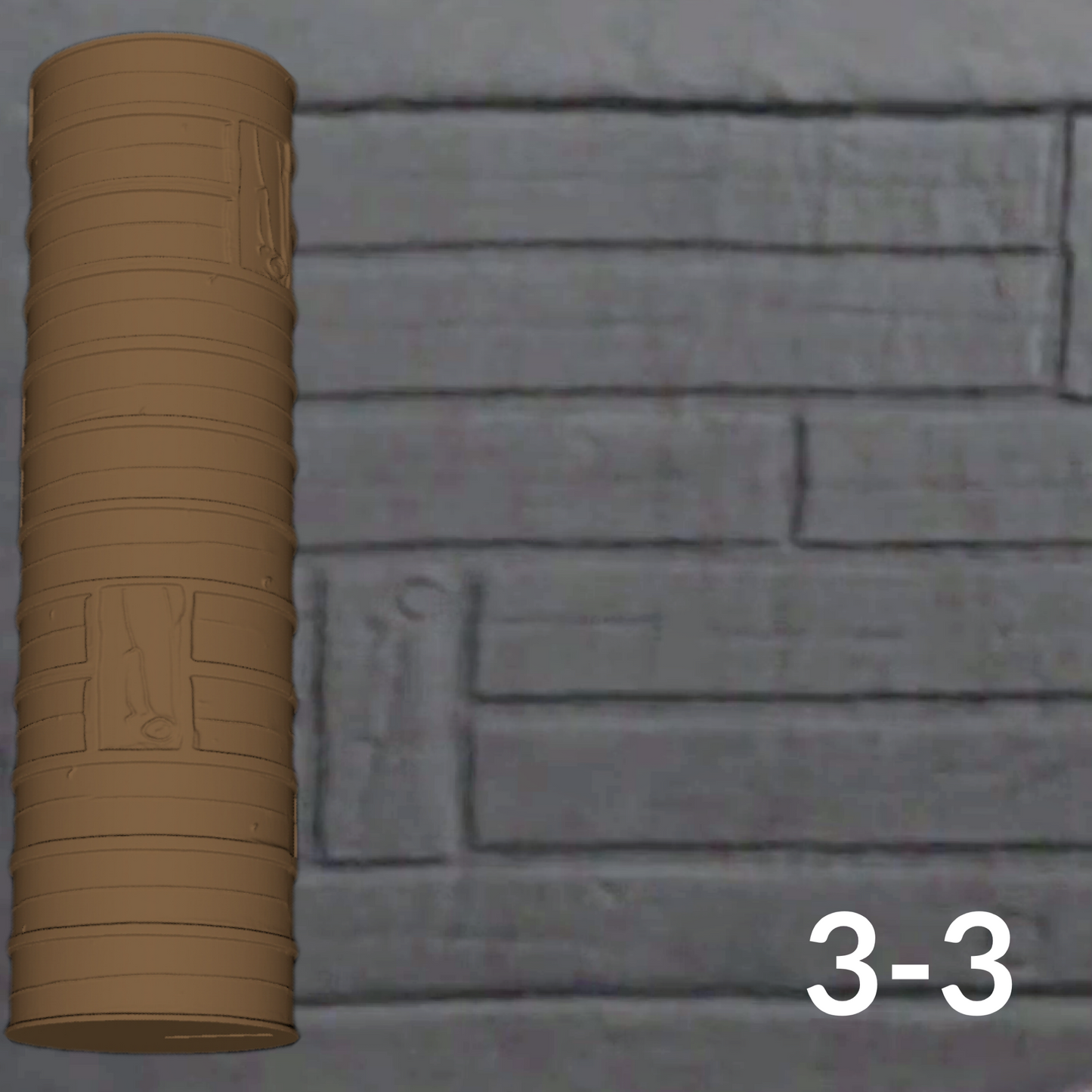Cobblestone Texture Roller, 4 Inches Tall, Clay texture roller Seamless Design art craft diorama STL Loot Factory (Set 3)