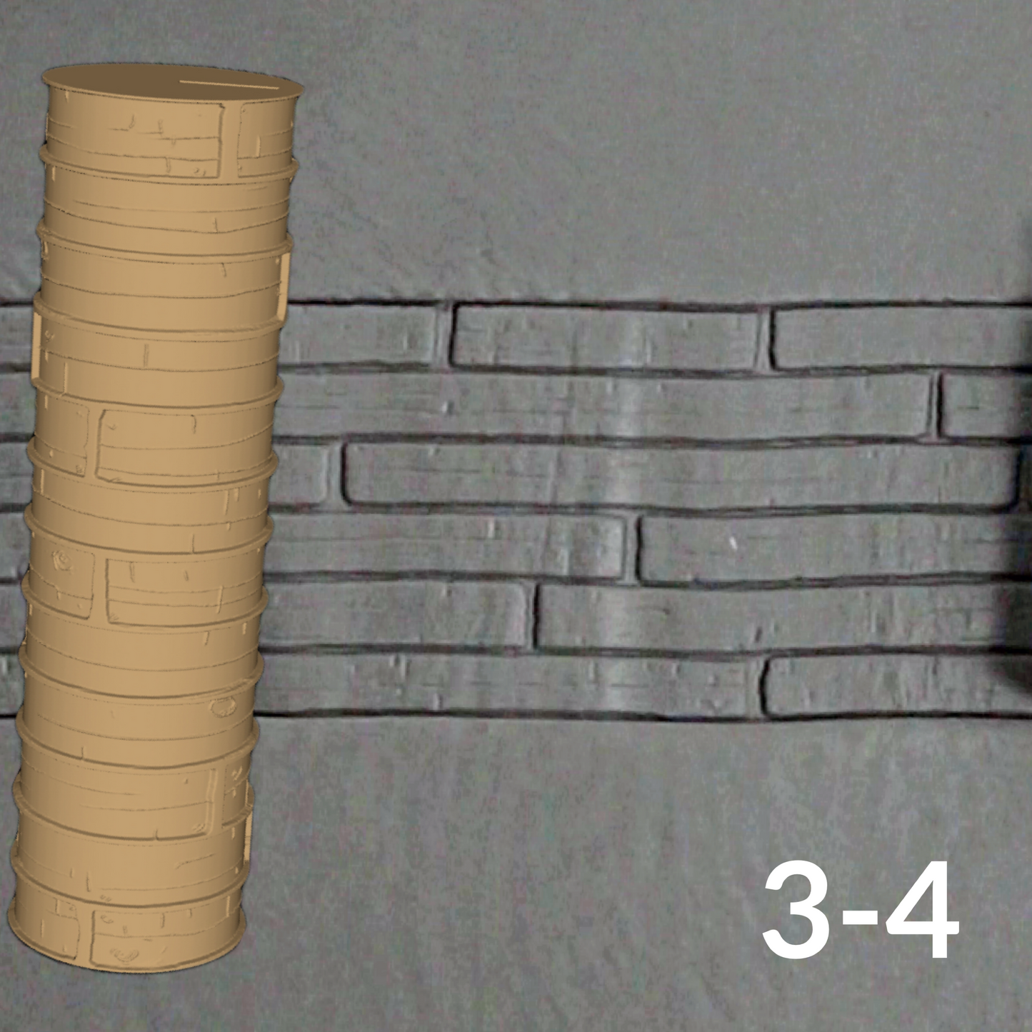Cobblestone Texture Roller, 4 Inches Tall, Clay texture roller Seamless Design art craft diorama STL Loot Factory (Set 3)