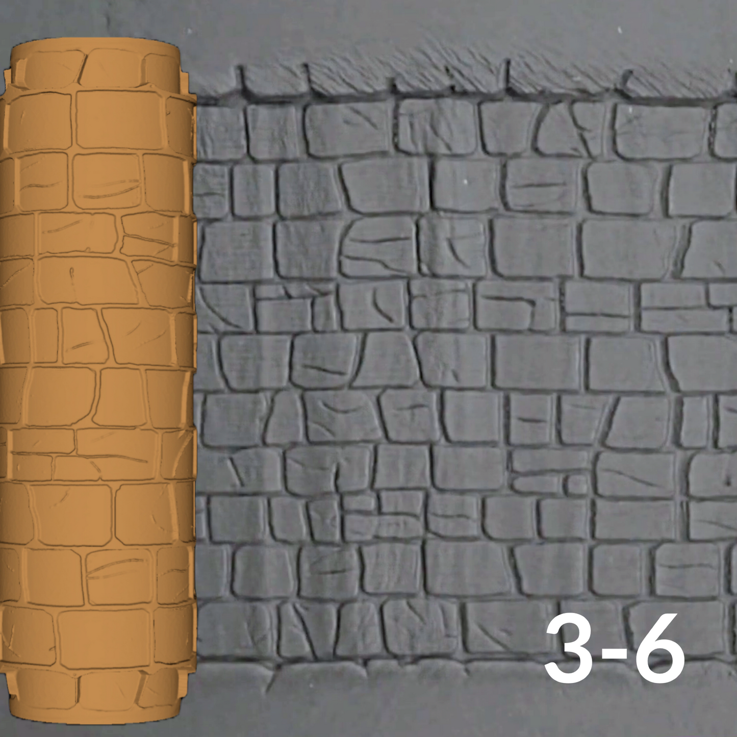 Cobblestone Texture Roller, 4 Inches Tall, Clay texture roller Seamless Design art craft diorama STL Loot Factory (Set 3)