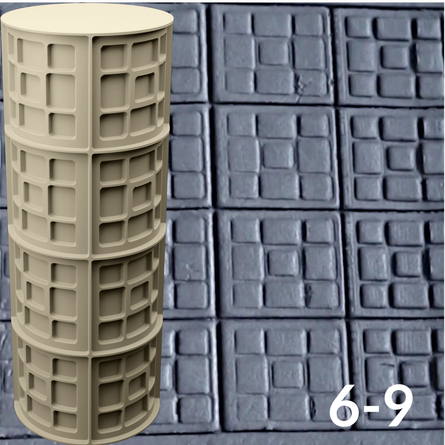 Cobblestone Texture Roller, 4 Inches Tall, Clay texture roller Seamless Design art craft diorama STL Loot Factory (Set 6) miniature — made in NC, USA
