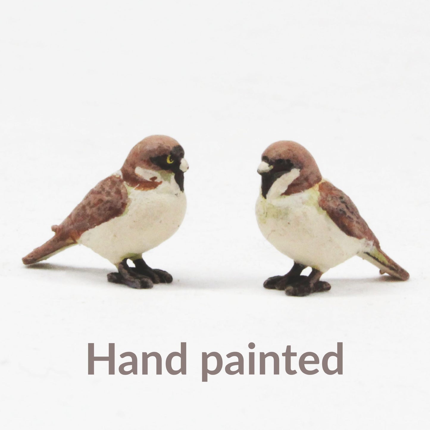 Miniature sparrow bird Figurines 1:12 Scale woodland garden Mini for Dollhouse, Diorama, Art Craft Supplies by Alexander Kuzmenko - 2 birds