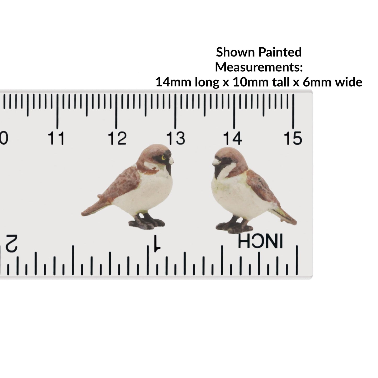 Miniature sparrow bird Figurines 1:12 Scale woodland garden Mini for Dollhouse, Diorama, Art Craft Supplies by Alexander Kuzmenko - 2 birds