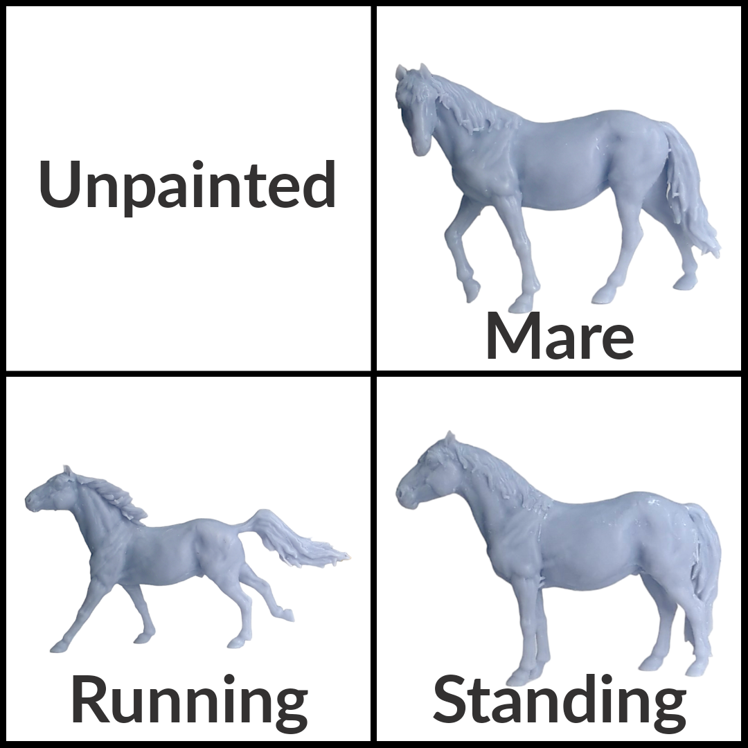 1:48 scale Konik Horse Miniature 1:48 scale, Animal Den Miniatures miniature — made in NC, USA