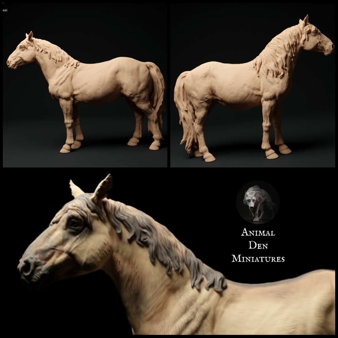 Konik Horse Miniature 1:48 scale, Animal Den Miniatures