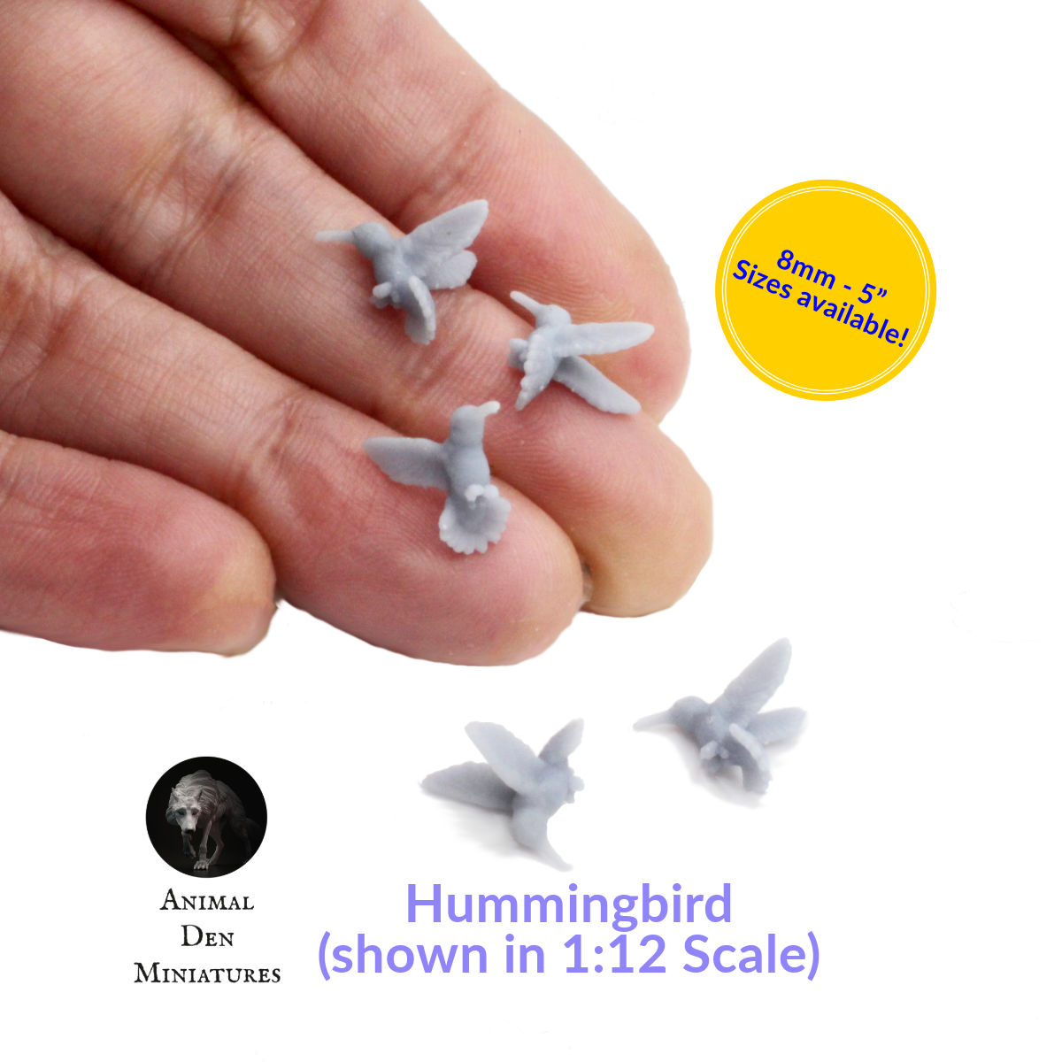 Hummingbird - 1:12 Scale Choose a Size miniature figurine by Animal Den Miniatures