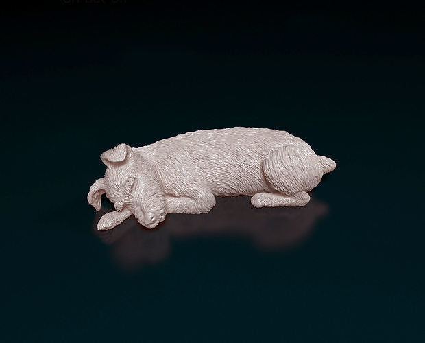 Schnauzer (sleeping) - Scale miniature dog for dollhouse, diorama by Stereocat (1 dog)