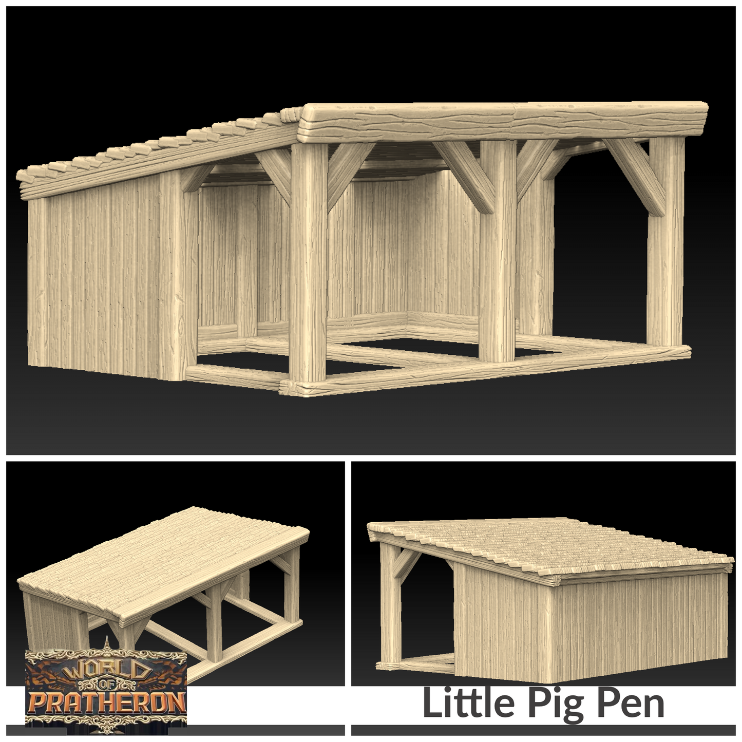 Little Pig Pen - 1:48 scale 32mm 28mm and HO 1:87 sized farm building by World of Pratheron