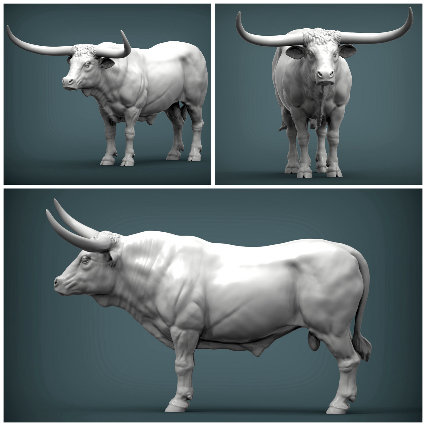 1:87 scale Texas Longhorn Miniature - 1:87 HO Scale steer for Dioramas, Dollhouse Mini Animal miniature side view — The Scale Grail