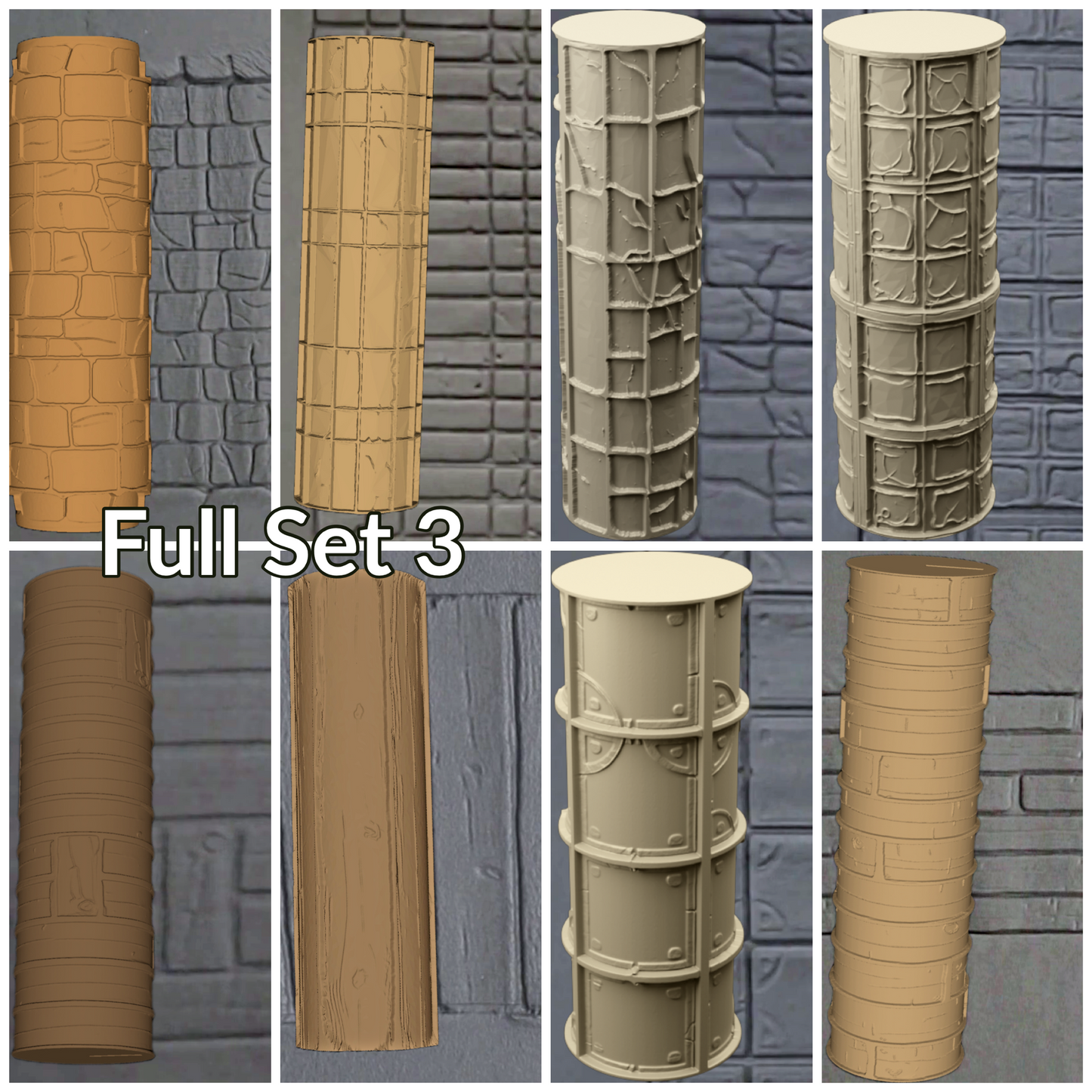 Cobblestone Texture Roller, 4 Inches Tall, Clay texture roller Seamless Design art craft diorama STL Loot Factory (Set 3)