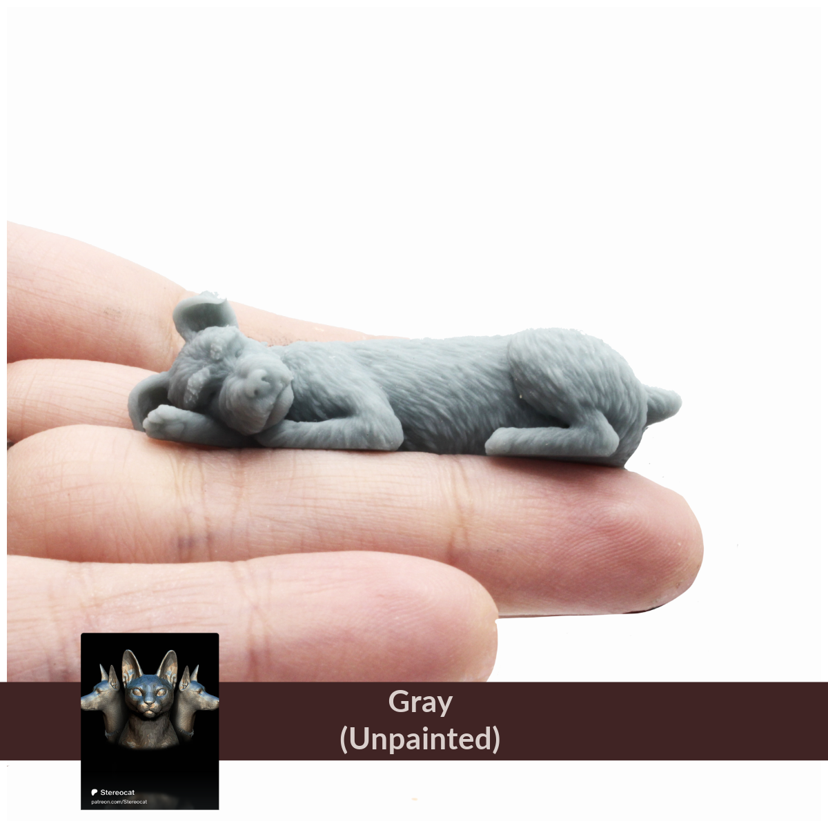 Schnauzer (sleeping) - Scale miniature dog for dollhouse, diorama by Stereocat (1 dog)