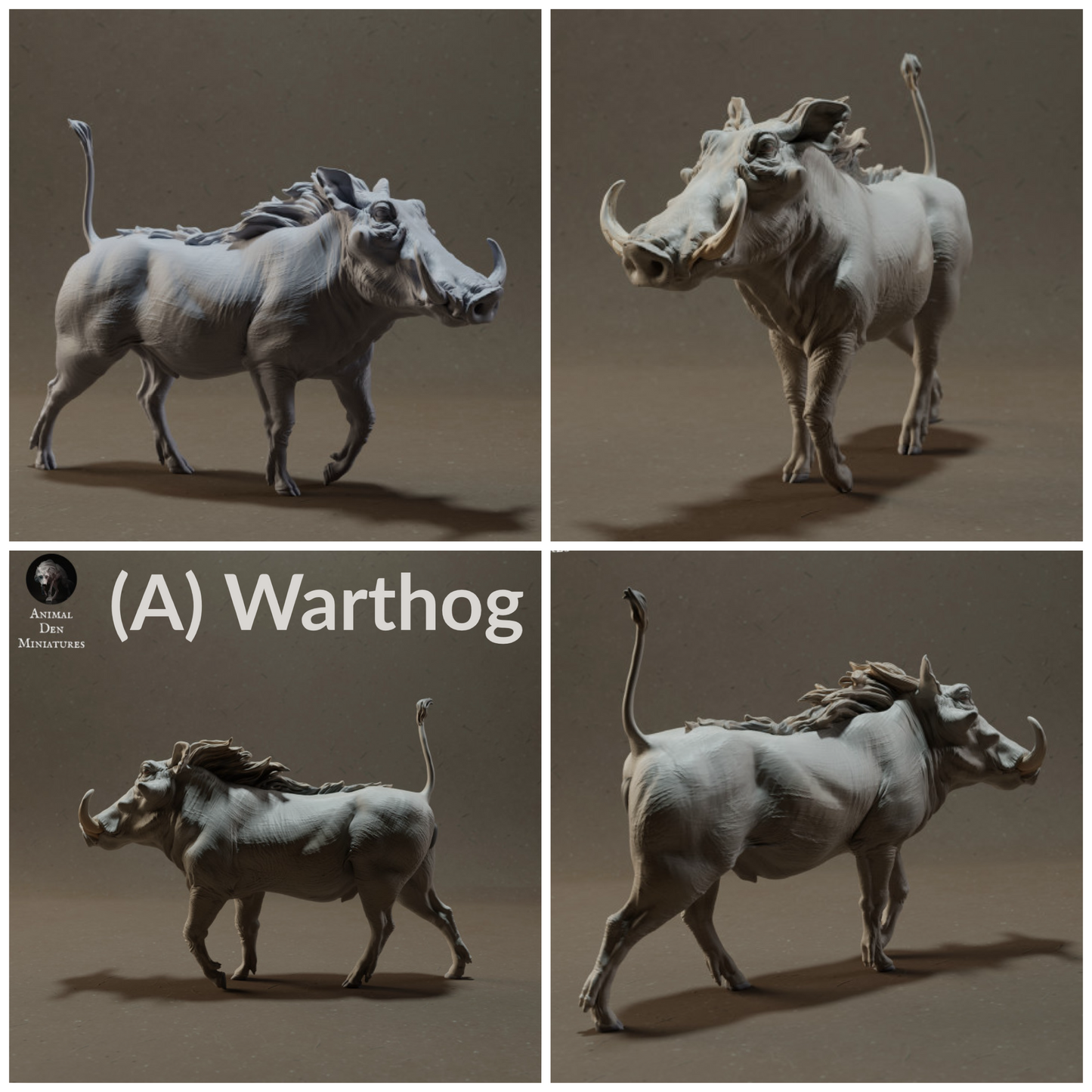 1:24 scale Warthog - Miniature 1:24 Scale Animal Figurine for miniature side view — The Scale Grail