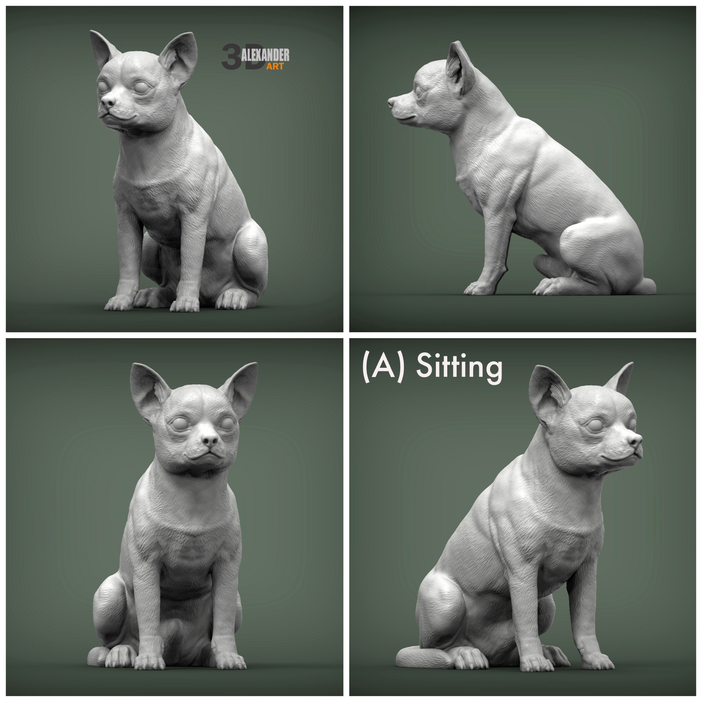 Chihuahua - 1:12 Scale miniature dog figurine by Alexander Kuzmenko