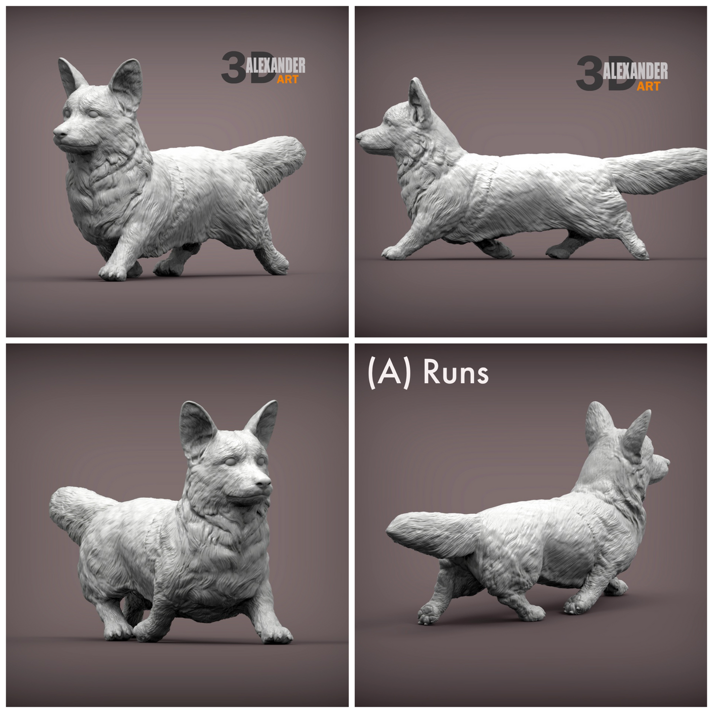 Corgi - 1:18 Scale dog miniature for dollhouse, diorama, art craft supplies animal model by Alexander Kuzmenko (1 dog) miniature — made in NC, USA