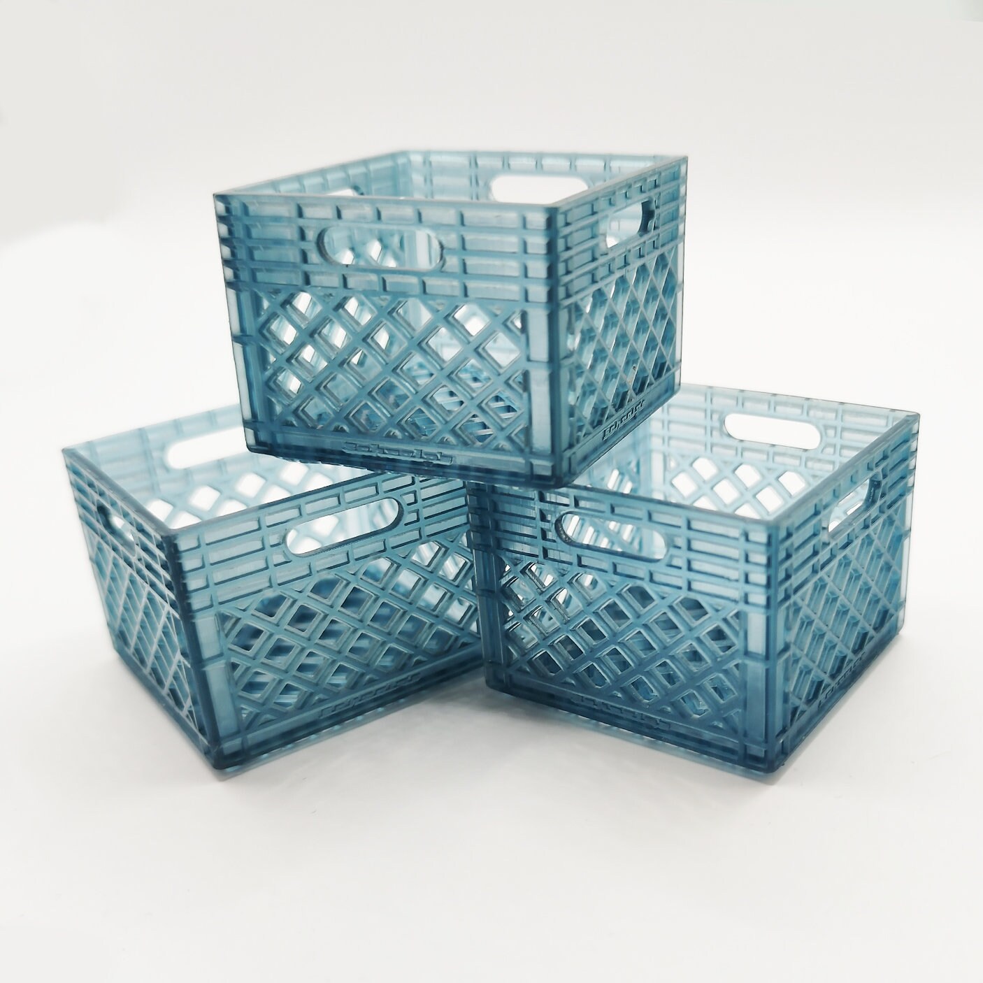 Stacking Record Crate / Milk Crates 1:12 Scale for Dollhouse, Action Figures, Miniature Scenery - Set of 3