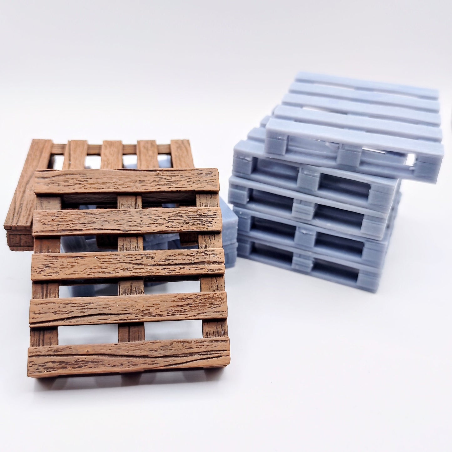 Faux Wood Pallet - 1:24 scale miniature realistic skid for garage warehouse action figure diorama landscape, dollhouse, craft (2 pallets)