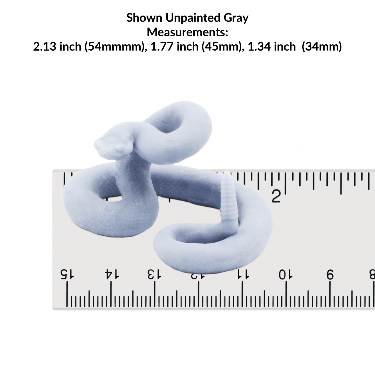 1:12 scale Miniature Rattlesnake - 1:12 Scale Snake for Dioramas, Dollhouse Mini Animal miniature side view — The Scale Grail