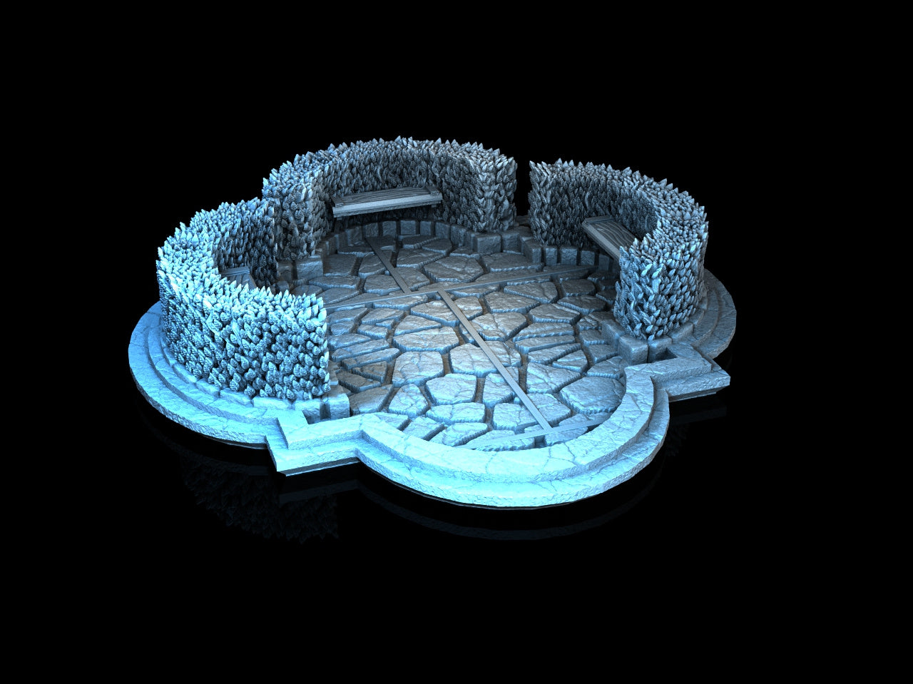 32mm scale Small Plaza, Medieval Town Set - 3dpforu miniature detail view — 3D printed resin