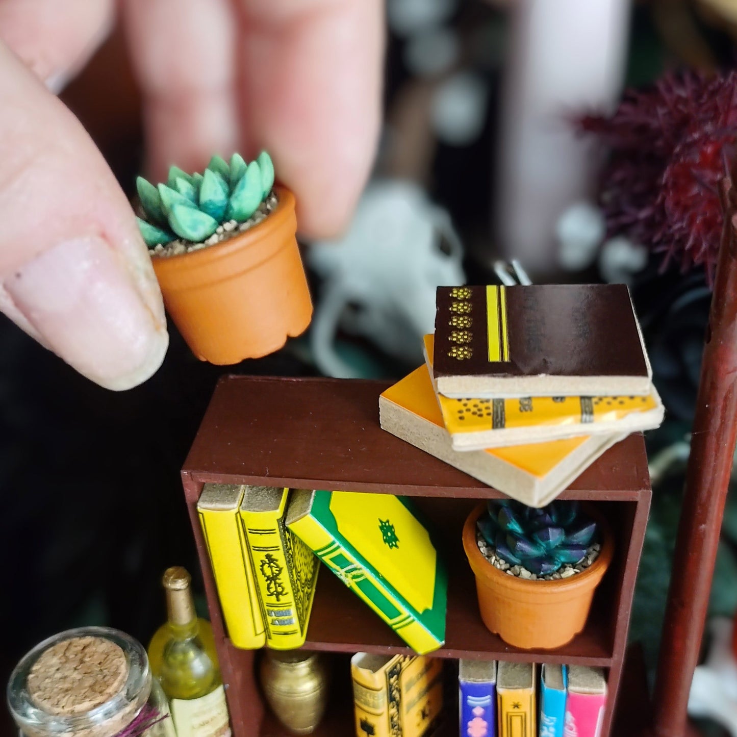 1:12 scale Succulents in Terracotta Pot miniature — made in NC, USA