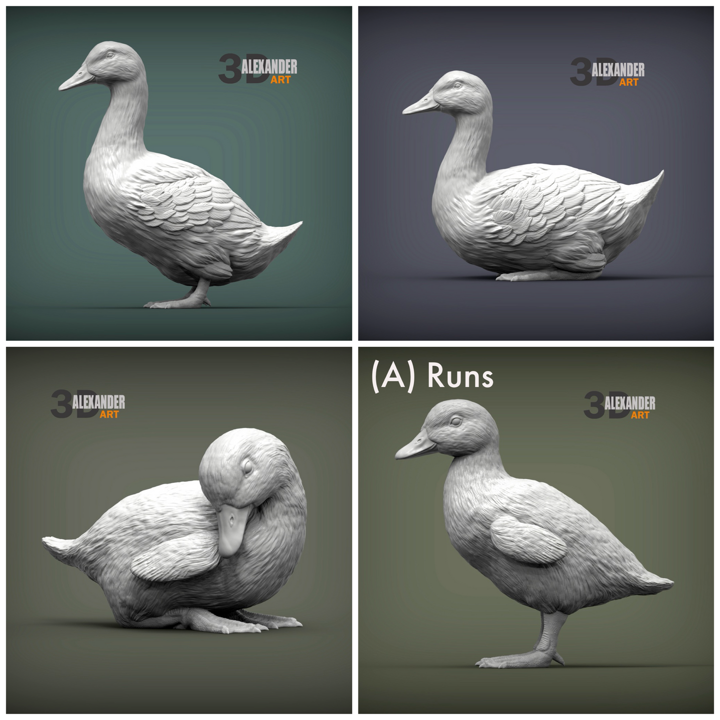 Ducks - 1:12 Scale bird miniature for dollhouse, diorama, art craft supplies animal model by Alexander Kuzmenko (1 figure)