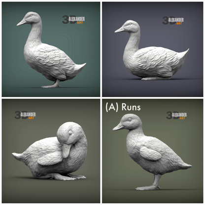 Ducks - 1:12 Scale bird miniature for dollhouse, diorama, art craft supplies animal model by Alexander Kuzmenko (1 figure)