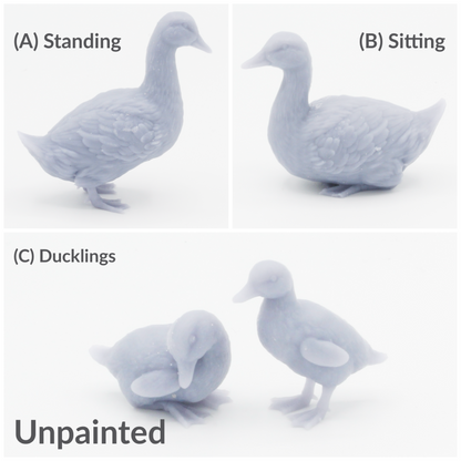 Ducks - 1:12 Scale bird miniature for dollhouse, diorama, art craft supplies animal model by Alexander Kuzmenko (1 figure)