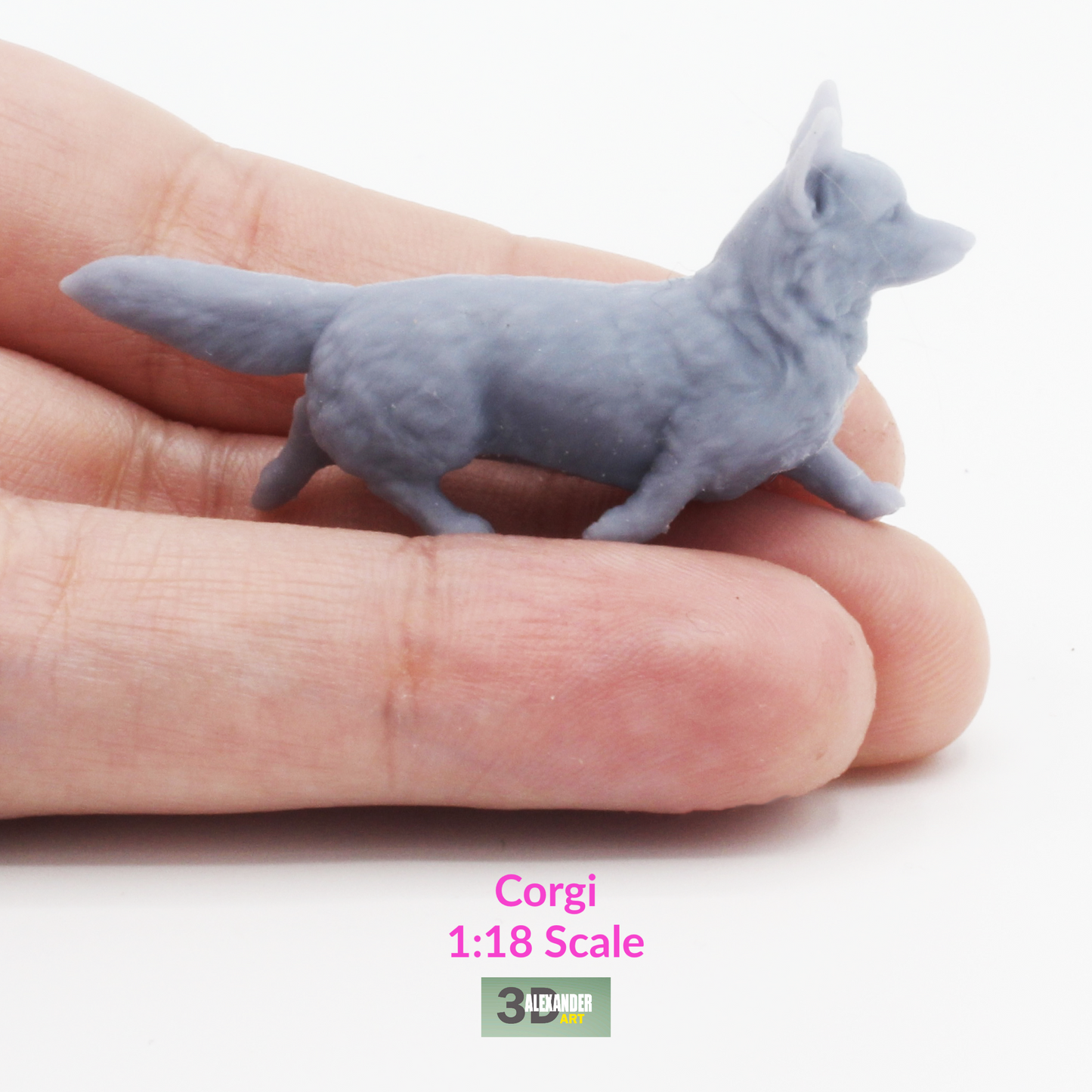 Corgi - 1:18 Scale dog miniature for dollhouse, diorama, art craft supplies animal model by Alexander Kuzmenko (1 dog)