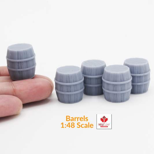 Barrels 1:48 scale 28mm or 32mm ttrpg accessories dollhouse and diorama by New Leaf 3D (5 barrels)