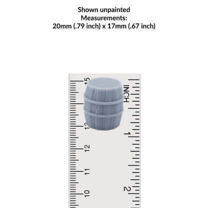 Barrels 1:48 scale 28mm or 32mm ttrpg accessories dollhouse and diorama by New Leaf 3D (5 barrels)