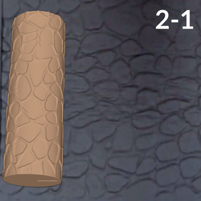 Cobblestone Texture Roller, 4 Inches Tall, Clay texture roller Seamless Design art craft diorama STL Loot Factory (Set 2)