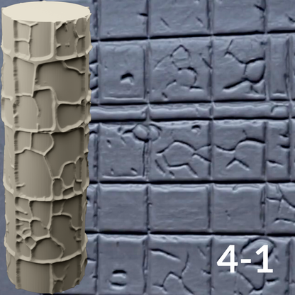 Cobblestone Texture Roller, 4 Inches Tall, Clay texture roller Seamless Design art craft diorama STL Loot Factory (Set 4) miniature detail view — 3D printed resin