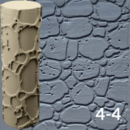 Cobblestone Texture Roller, 4 Inches Tall, Clay texture roller Seamless Design art craft diorama STL Loot Factory (Set 4) miniature — made in NC, USA