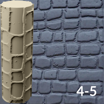 Cobblestone Texture Roller, 4 Inches Tall, Clay texture roller Seamless Design art craft diorama STL Loot Factory (Set 4) miniature — made in NC, USA