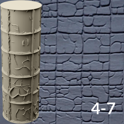 Cobblestone Texture Roller, 4 Inches Tall, Clay texture roller Seamless Design art craft diorama STL Loot Factory (Set 4) miniature — made in NC, USA
