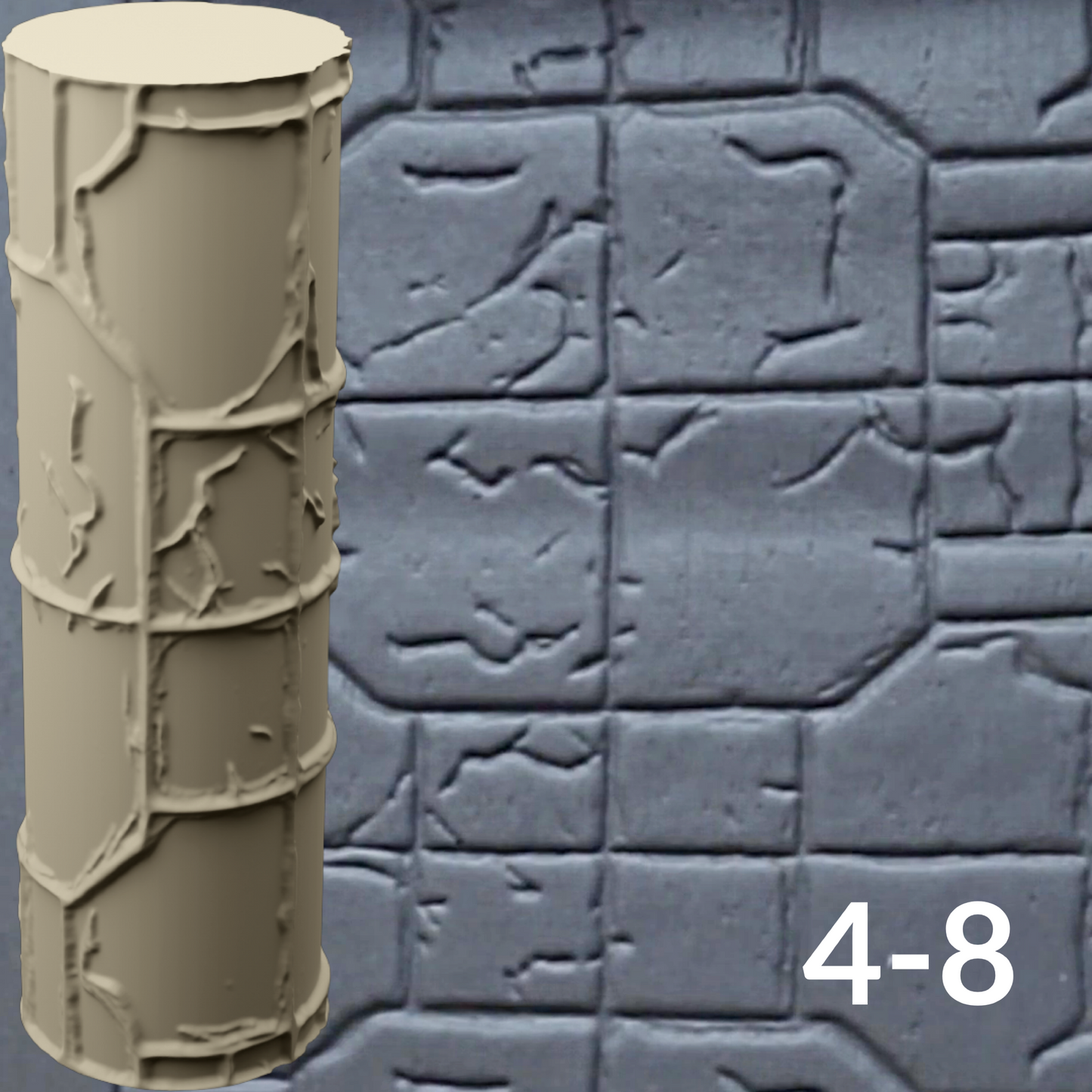 Cobblestone Texture Roller, 4 Inches Tall, Clay texture roller Seamless Design art craft diorama STL Loot Factory (Set 4) miniature — made in NC, USA