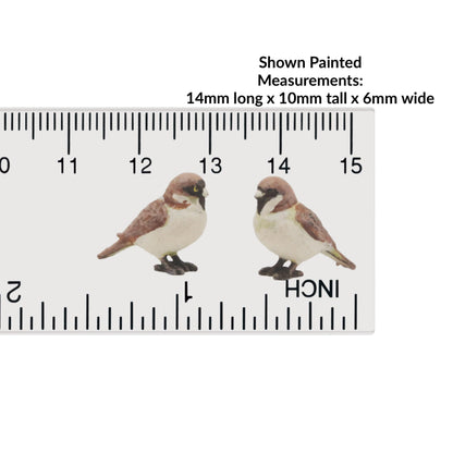 Miniature sparrow bird Figurines 1:12 Scale woodland garden Mini for Dollhouse, Diorama, Art Craft Supplies by Alexander Kuzmenko - 2 birds