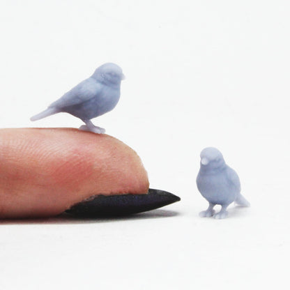 Miniature sparrow bird Figurines 1:12 Scale woodland garden Mini for Dollhouse, Diorama, Art Craft Supplies by Alexander Kuzmenko - 2 birds