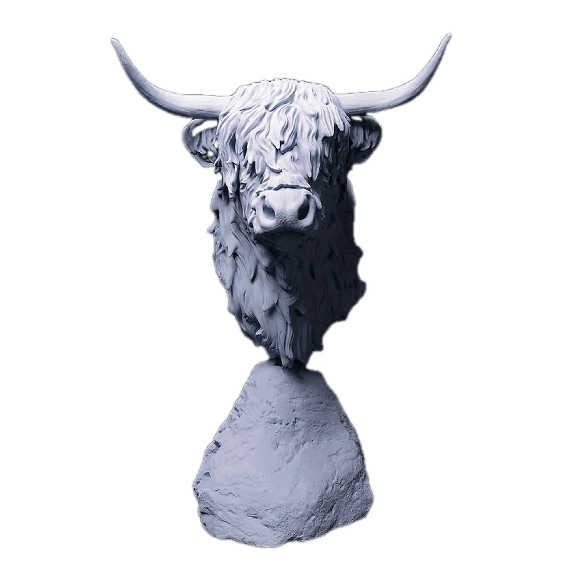1:12 scale Highland Cow Bust | Animal Den Miniatures miniature — handmade resin scale model by The Scale Grail