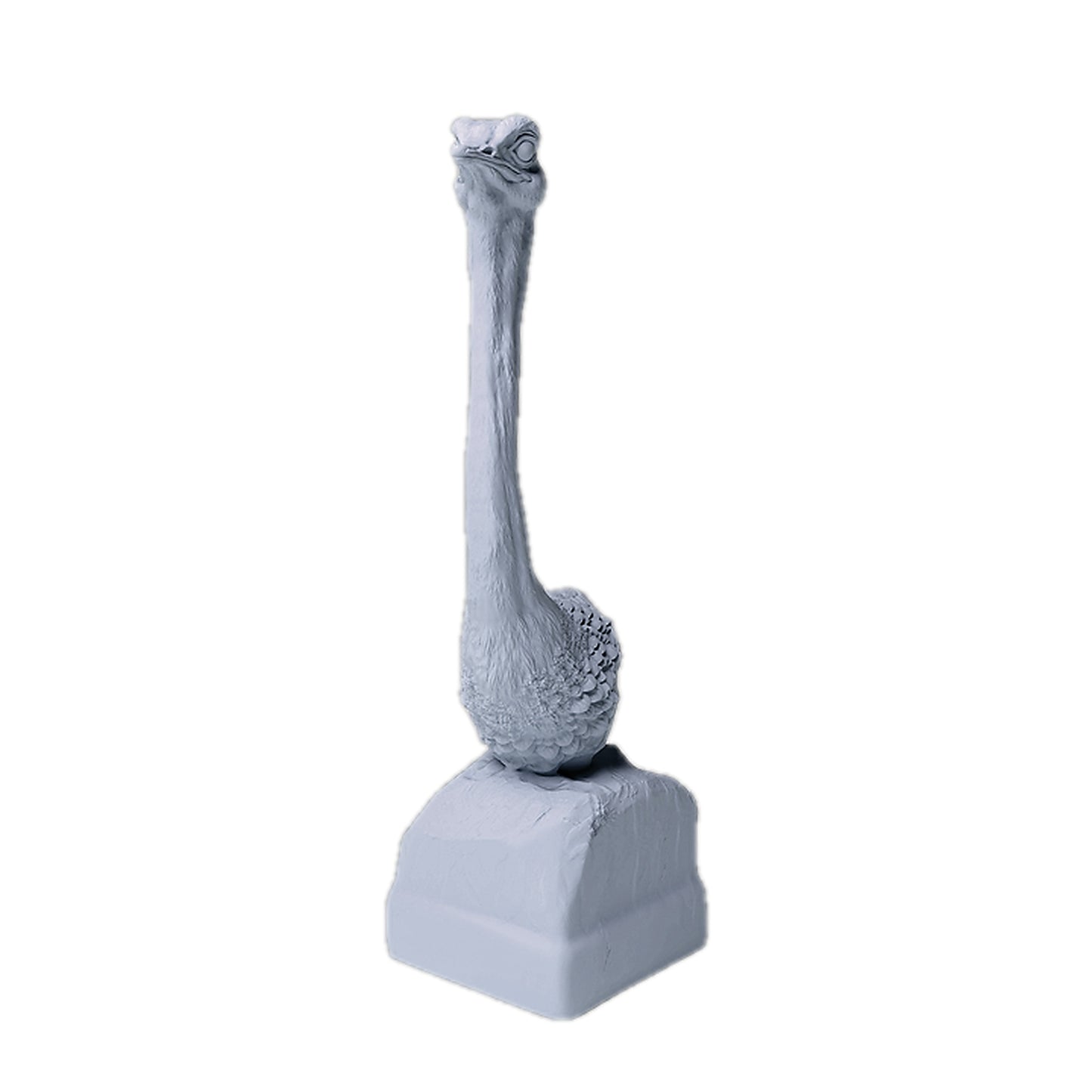 1:12 scale North African Ostrich Bust | Animal Den Miniatures miniature side view — The Scale Grail