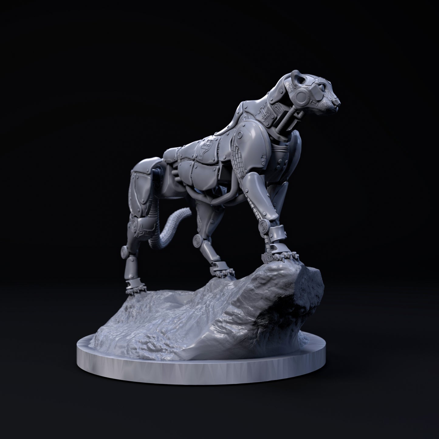 32mm scale Mecha Cheetah miniature detail view — 3D printed resin