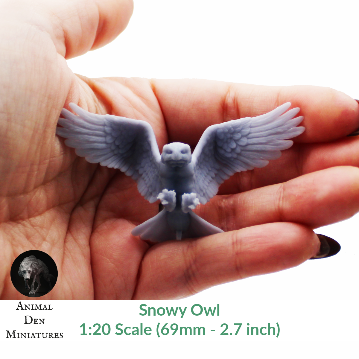 1:12 scale Snowy Owl - Hunt Miniature  | Bubo scandiacus Replica by Animal Den Miniatures – 10mm to 7" Sizes miniature — handmade resin scale model by The Scale Grail