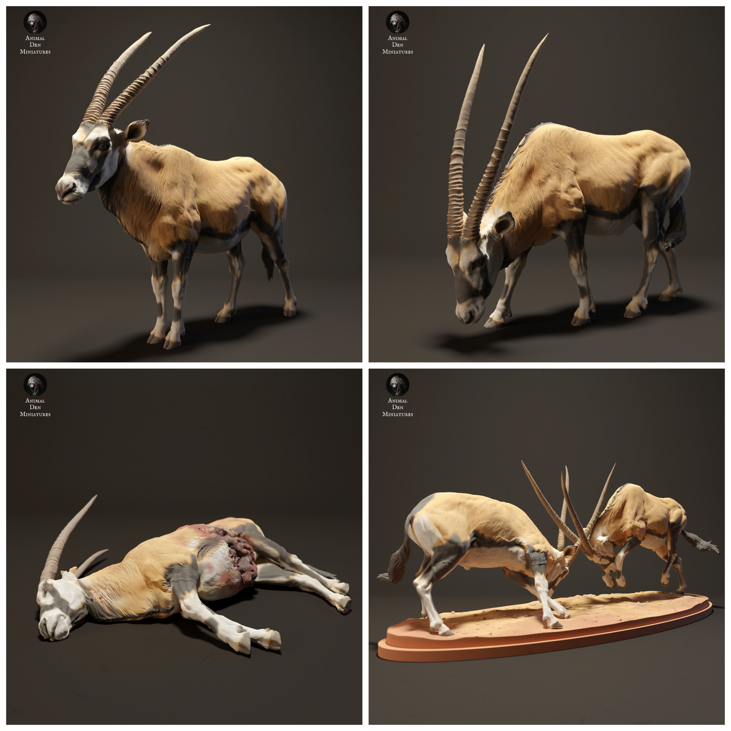 1:48 scale Gemsbok Figurines - miniature detail view — 3D printed resin